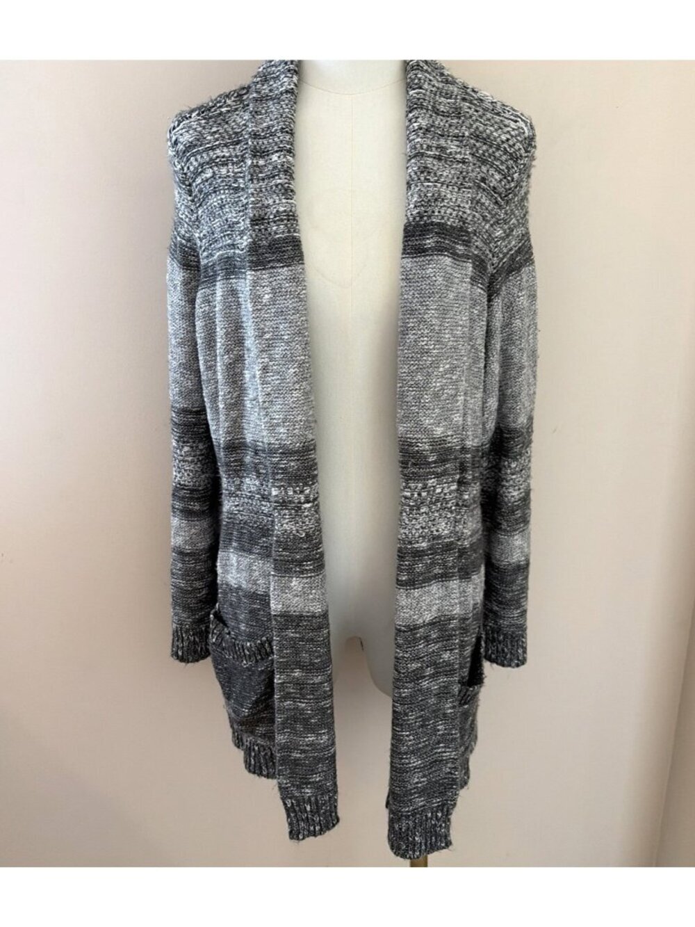 Dress Barn Women’s Open Front Cardigan Duster Size 1X Ombré Pockets Cozy NWT
